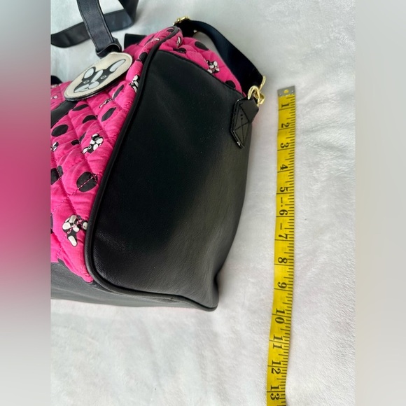 Betsey Johnson Polka Dot and Dog Print Pink Quilted Large Traveler/Duffle Bag - Picture 6 of 11